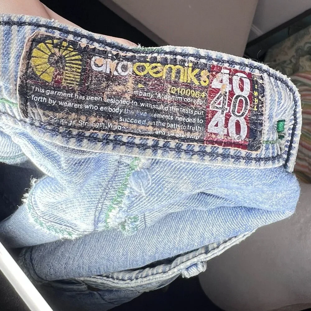 Akademiks Denim Jeans Vgt Baggy Oversized 90s Y2K Skater Grunge Streetwear 40x30